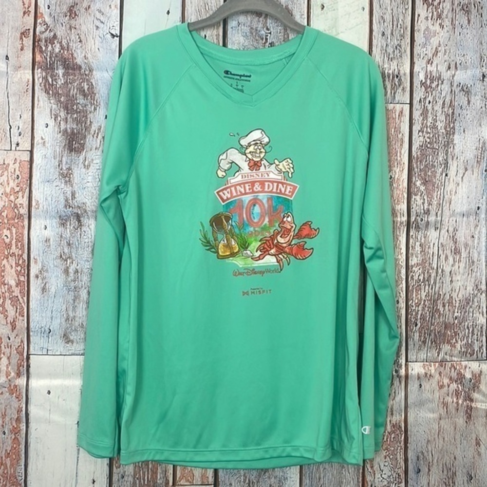 Women's Run Disney Wine & Dine 2018, 10K, Mint Green, Long Sleeve,‎ V neck, Lg